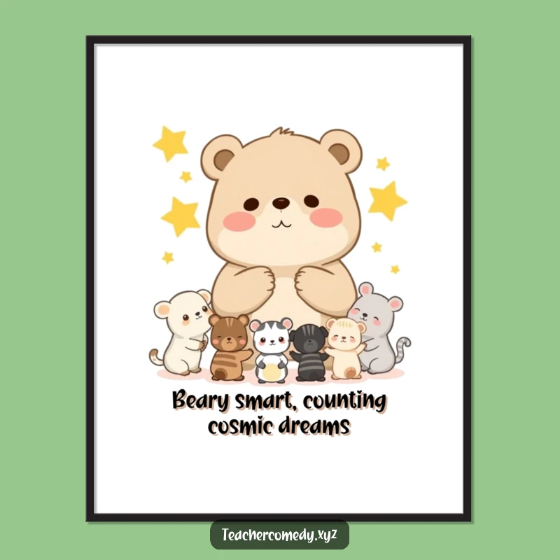 Free Printable Wall Art: Bear Cub's Star Lesson, Hilarious Downloadable Decor for a Playful Room