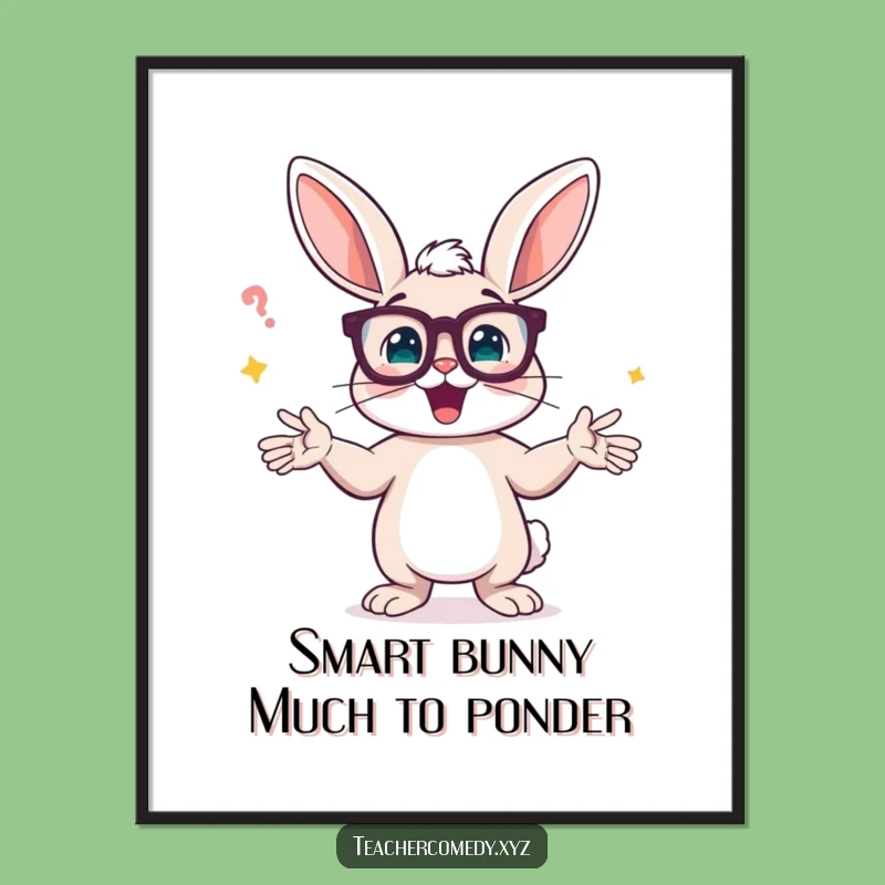 Free Printable Wall Art: Funny Bunny Explains, Gesturing Wildly with Glasses - Downloadable