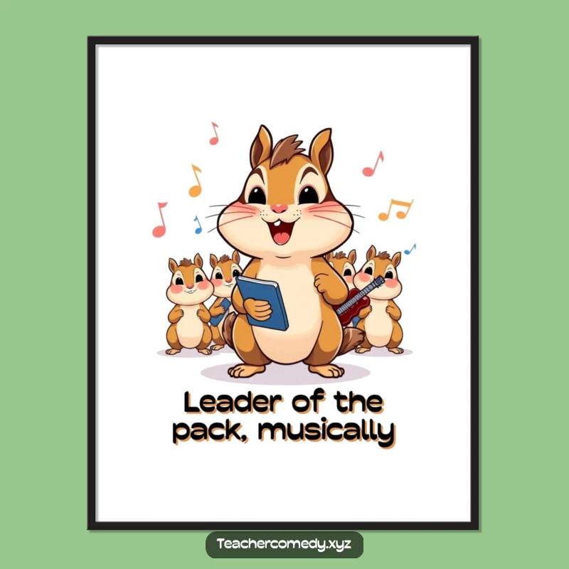 Free Printable Wall Art: Funny Chipmunk Concert Leader - Humorous Downloadable Home Decor