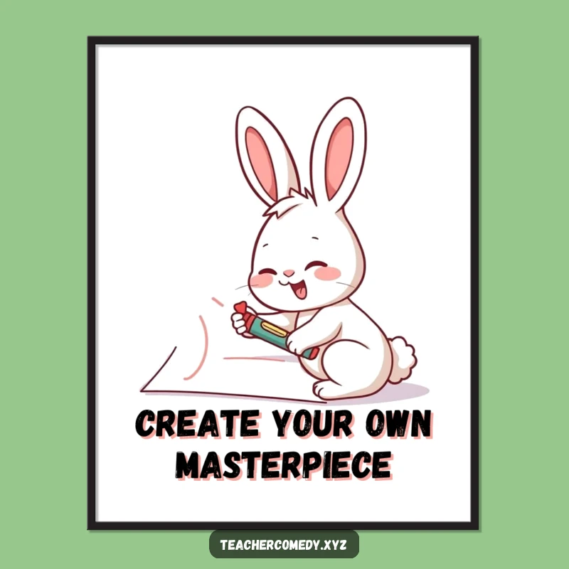 Free Printable Wall Art: Rabbit Draws Big Dreams, Creative Fun Downloadable Art