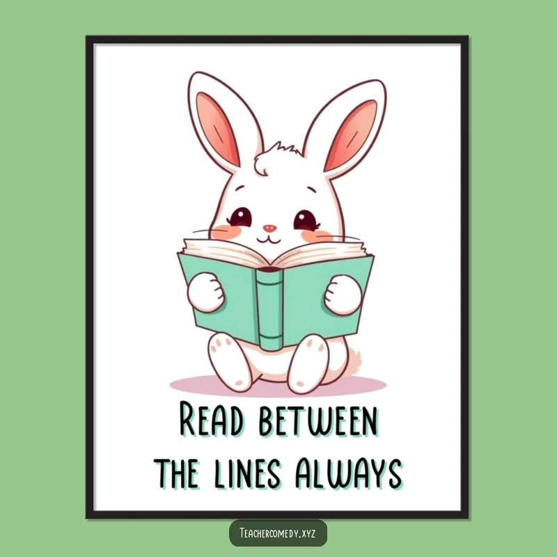 Free Printable Rabbit Book Stack Art - Funny Downloadable Reader Decor