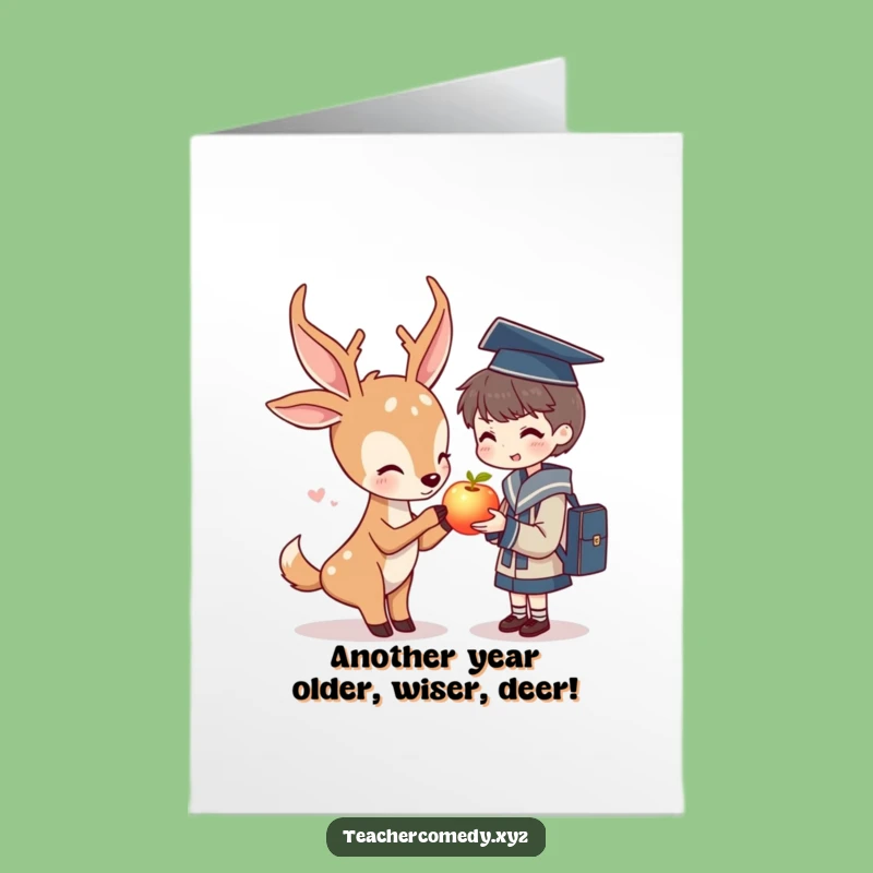 Free Printable Deer Teacher Birthday Card - Funny Downloadable Gift for Students