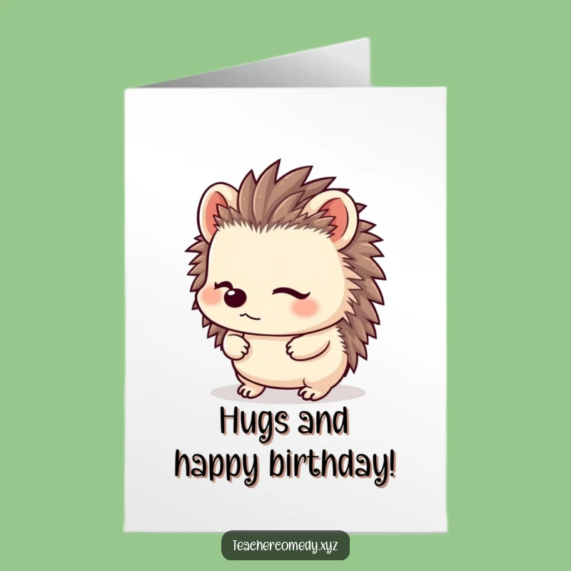 Free Printable Birthday Card: Eager Hedgehog Listener Funny Downloadable Gift