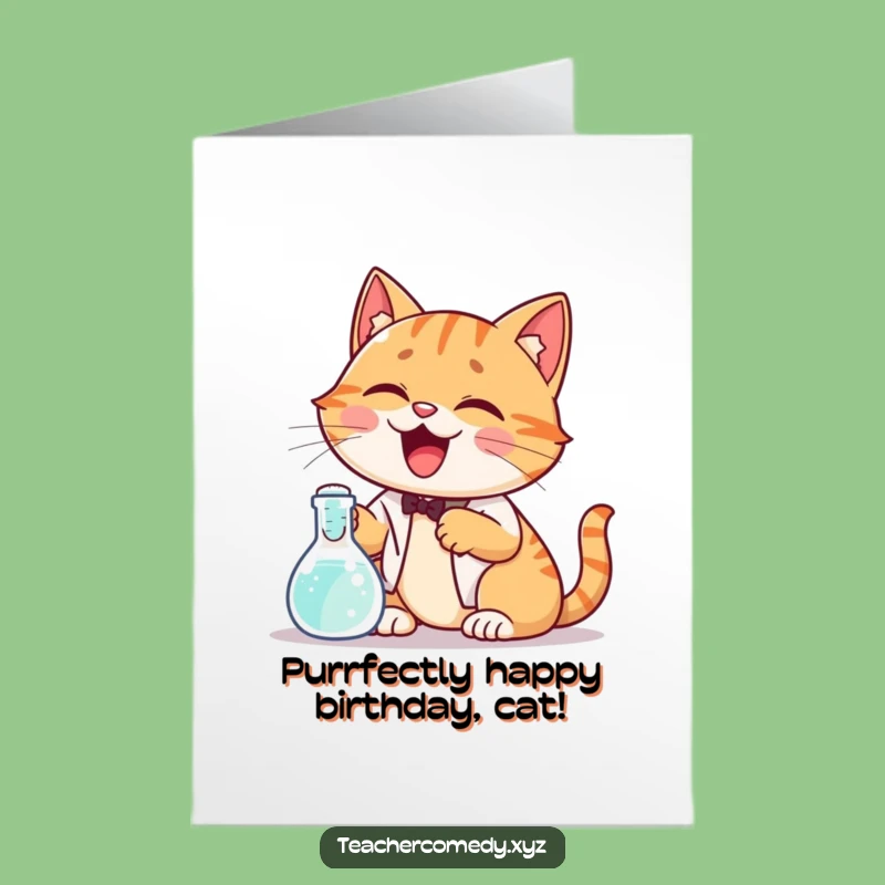 Free Printable Birthday Card: Funny Cat Science Card, a Quirky Downloadable Gift