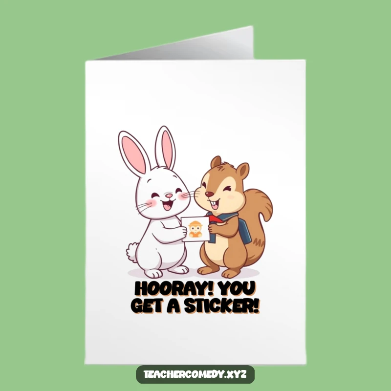 Free Printable Birthday Card: Funny Bunny Sticker Card for Students, a Cute Downloadable Gift