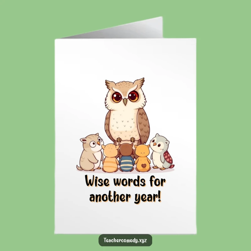 Free Printable Birthday Card: Wise Owl Giving Advice, Downloadable Gift for Kids
