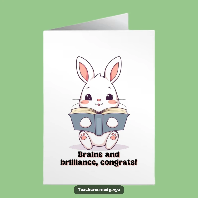 Free Printable Scholarly Rabbit Congrats Card - DIY Downloadable Gift for Achievements