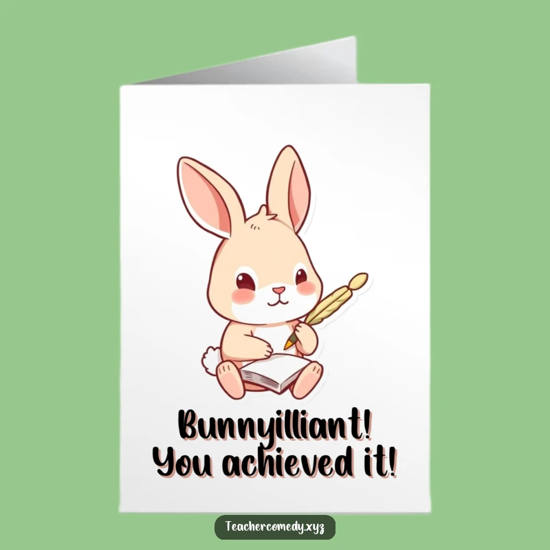 Free Printable Rabbit Congrats Card: Wise Rabbit's Notes of Success - Funny Downloadable Gift