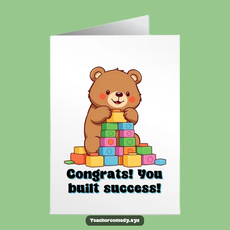 Free Printable Congrats Card: Bear Builder - Celebrate Big Projects!
