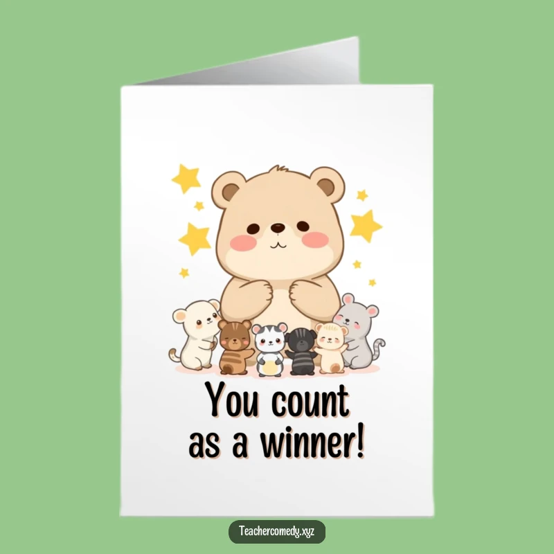 Free Printable Congrats Card: Bear Cub's Star Success, Awesome Downloadable Gift for Achievements