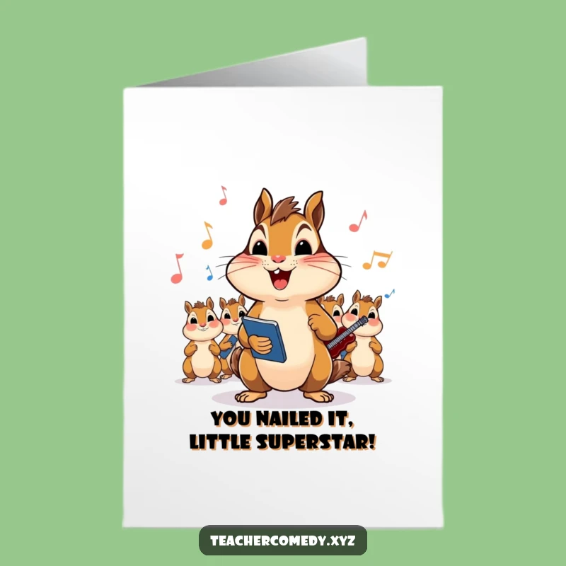 Free Printable Congrats Card: Chipmunk Choir Master - Humorous Downloadable Celebration Gift