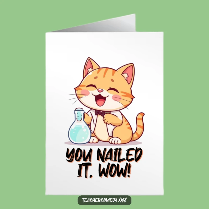 Free Printable Congrats Card: Funny Cat Science for Success, a Quirky Downloadable Gift