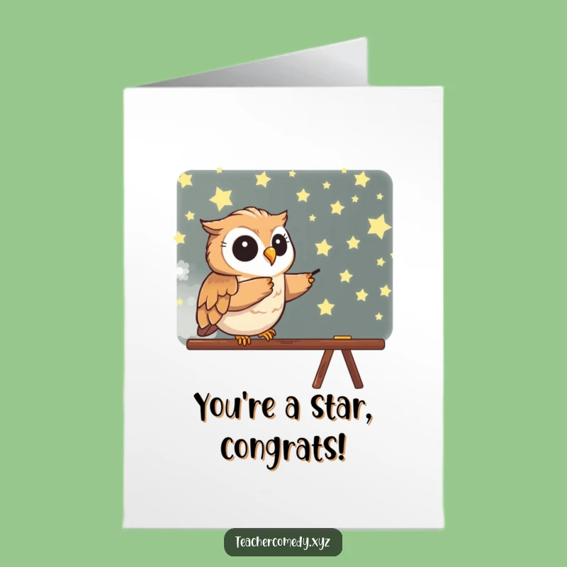 Free Printable Congrats Card: Owl's Starry Wisdom, Awesome Downloadable Gift for Achievements