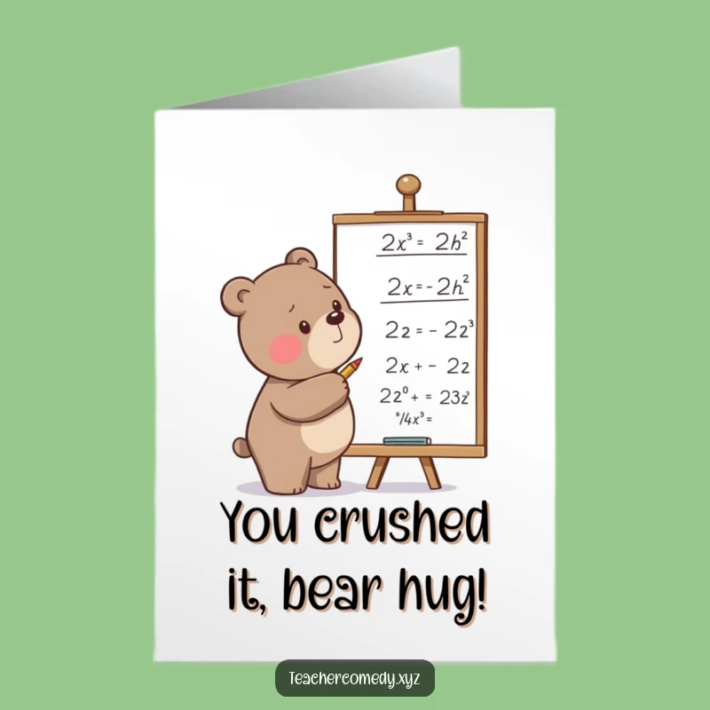 Free Printable Congrats Card: Funny Bear Math for Success, a Smart Downloadable Gift