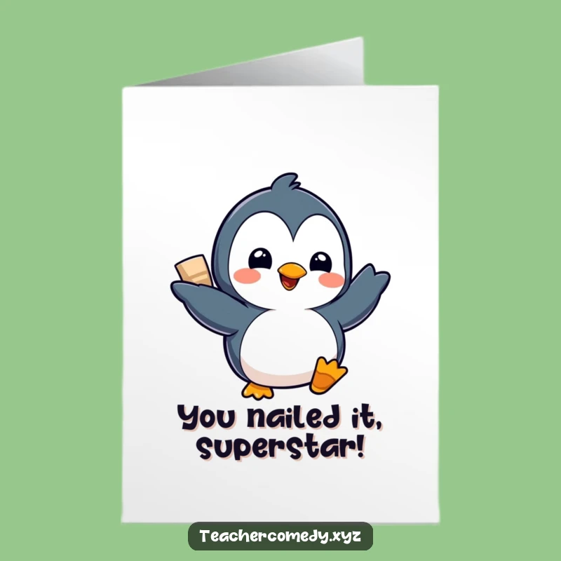 Free Printable Congrats Card: Penguin Project Success Funny Downloadable Gift