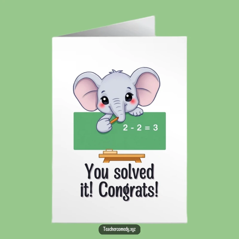 Free Printable Elephant Equation Congrats Card - Celebrate Smart Achievements!