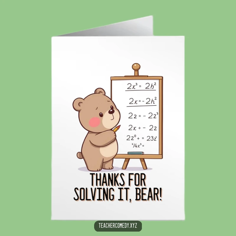 Free Printable Thank You Card: Funny Bear Math for Help, a Smart Downloadable Gift