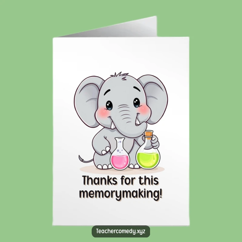 Free Printable Thank You Card: Elephant Experimenter - Gratitude Downloadable Gift