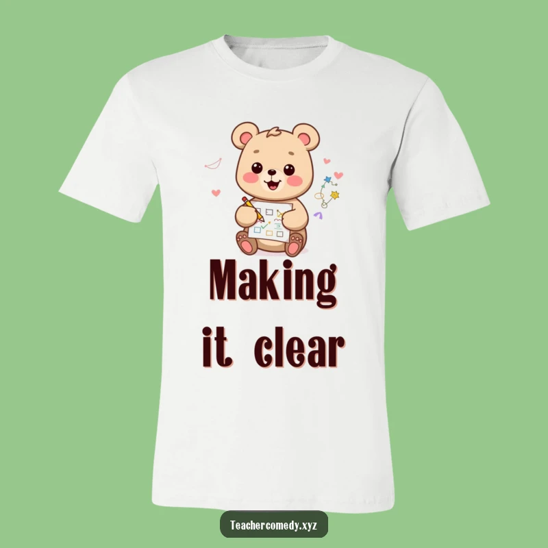 Funny Kawaii Bear T-Shirt: Happy Artist Drawing Diagram, Hilarious Creative Tee Gift