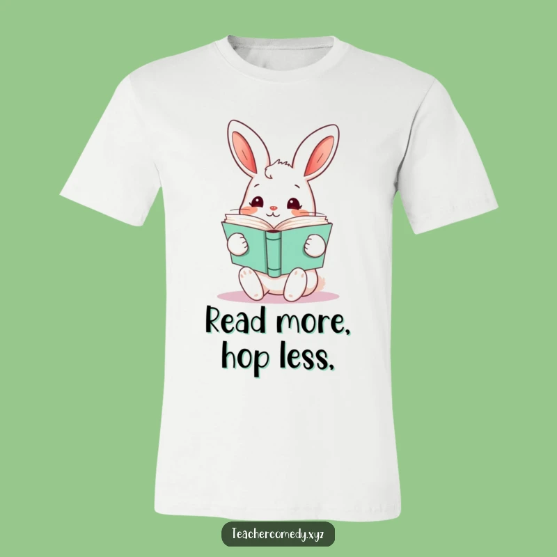 Funny Kawaii Rabbit Books T-Shirt - Whimsical & Humorous Reader Apparel