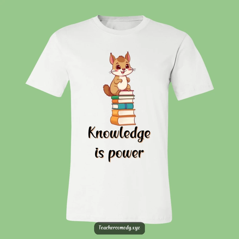 Funny Squirrel Ascending Book Ladder T-Shirt: A determined reader's spirit in a proud climb, a funny gift for scholars.