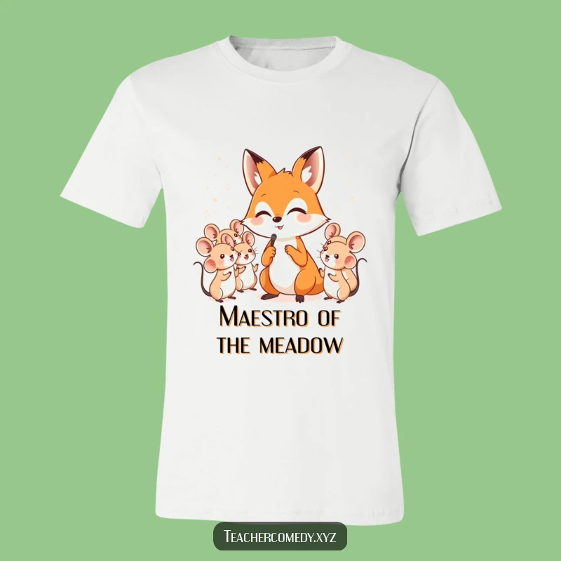 Funny Fox Choir Master T-Shirt: Adorable Singing Mice Concert Tee