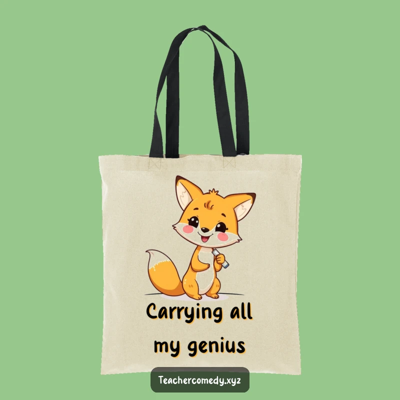 Funny Kawaii Fox Whiteboard Tote Bag - Carry Your Laughs & Books in Style!