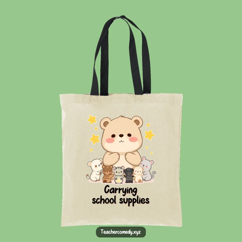 Funny Bear Cub Tote Bag - Star Counting Class Animal Carry-All