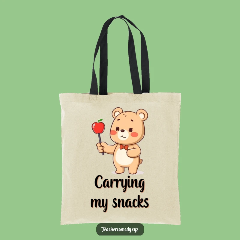Funny Bear & Apple Tote Bag: Carry Knowledge & Style, Your Perfect Eco-Gift!