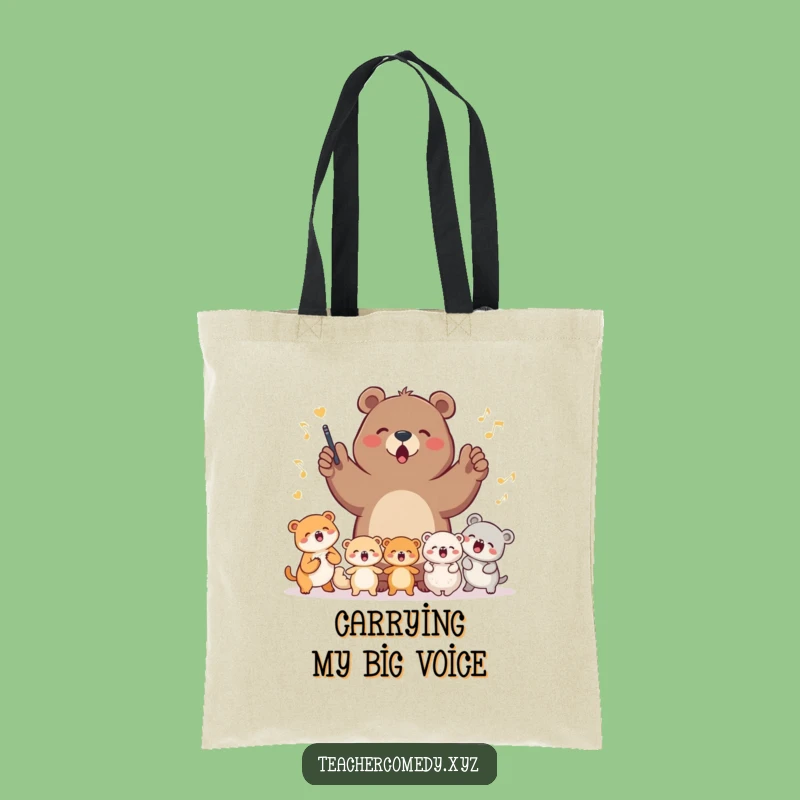Funny Bear Leading Animals Tote Bag - Carry Your Tunes and Your Essentials