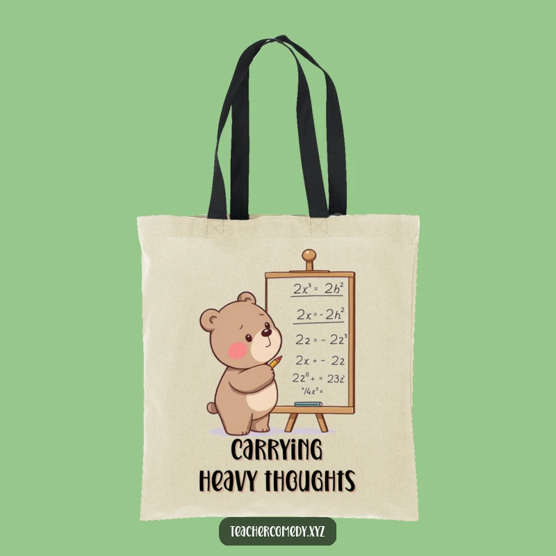 Funny Bear Math Tote Bag: Carry Your Formulas, Determined Bear, Equations, Practical Gift