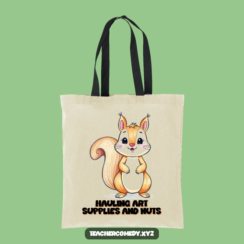 Funny Squirrel Artist Tote Bag - Playful Crayon Reusable Gift Bag